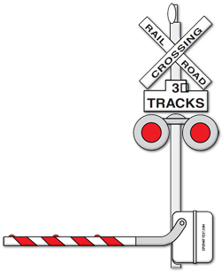 railroad crossing signals flashing