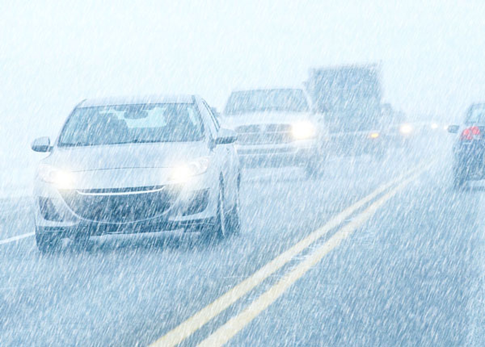 Driving through A Blizzard or Snow Storm