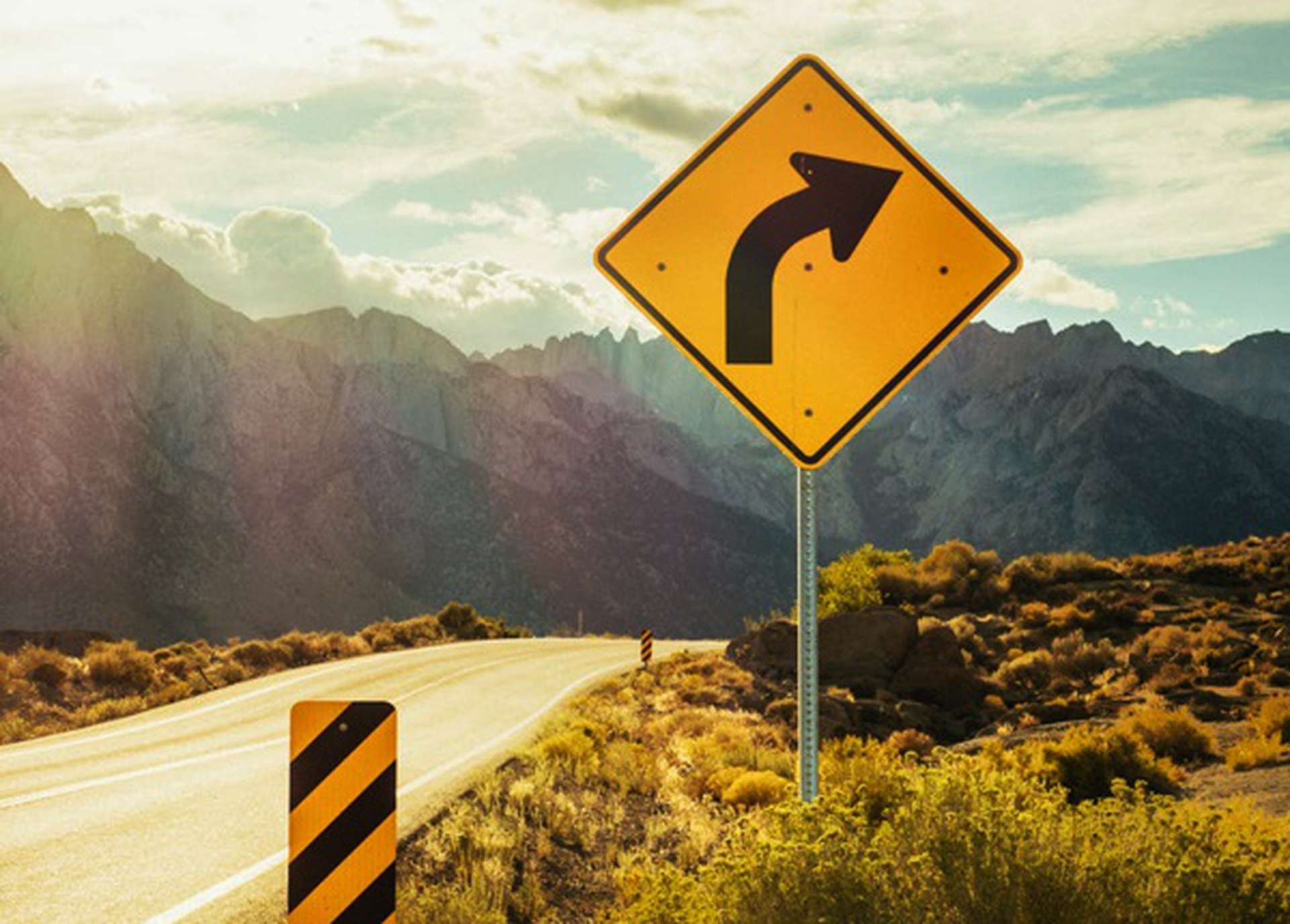 Warning Traffic Signs on The Road